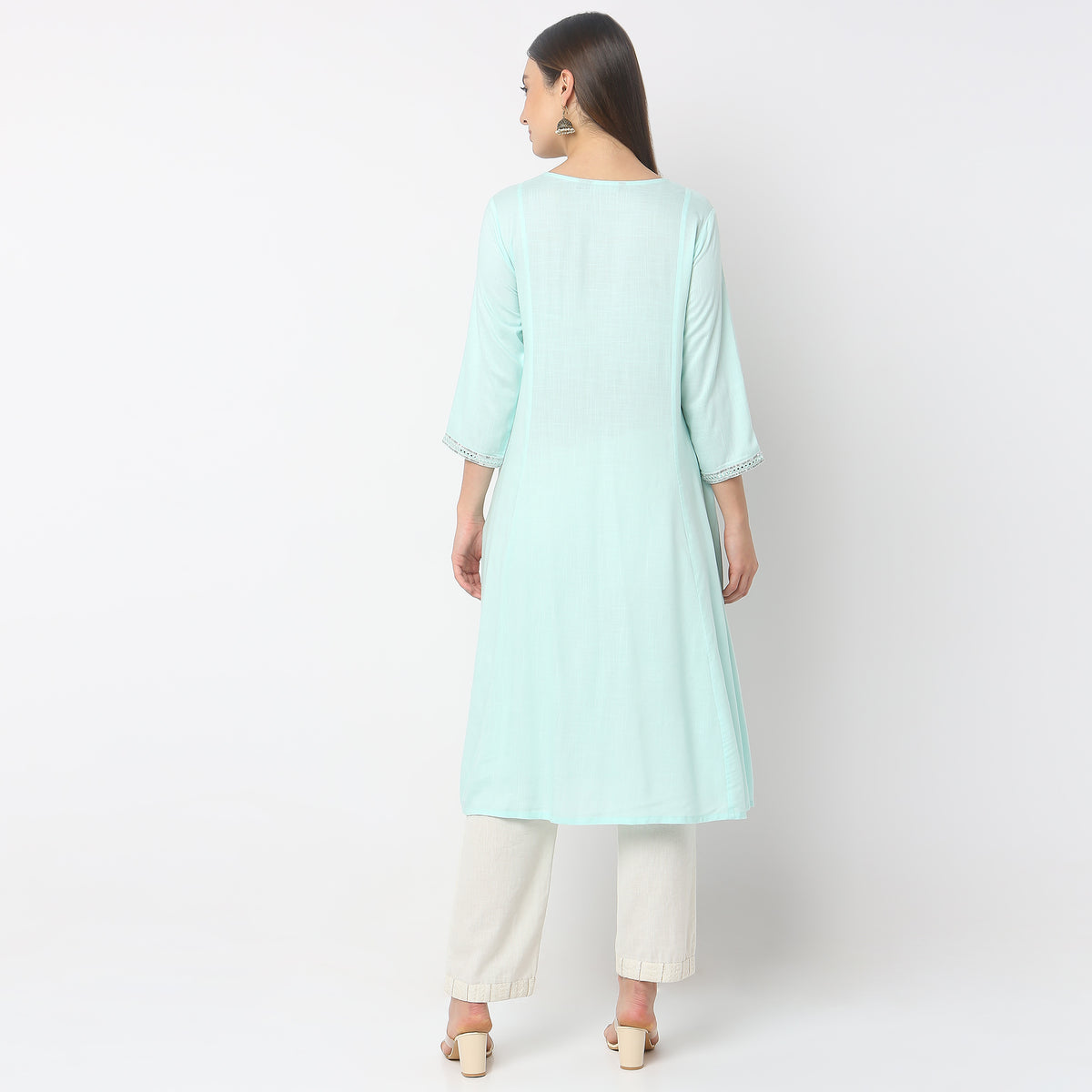 Flare Fit Embroidered Kurta