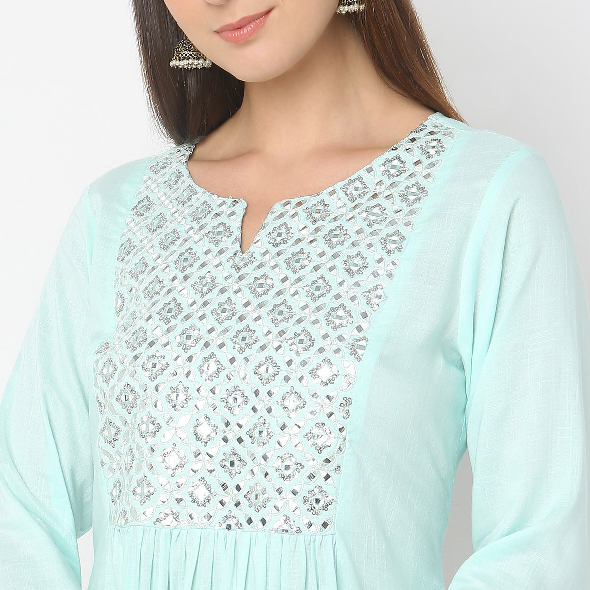 Flare Fit Embroidered Kurta