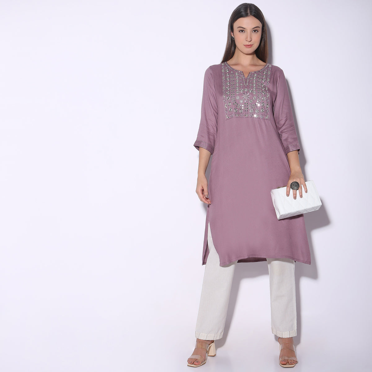 Flare Fit Embroidered Kurta