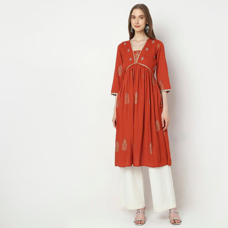 Flare Fit Printed Kurta