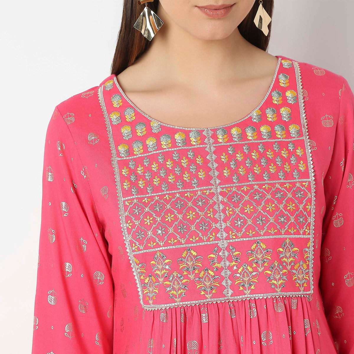 Flare Fit Embroidered Kurta