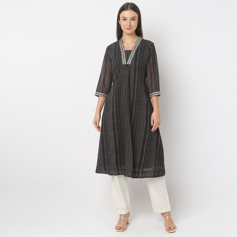 Flare Fit Printed Kurta