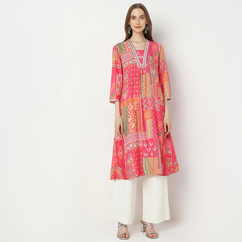 Flare Fit Printed Kurta