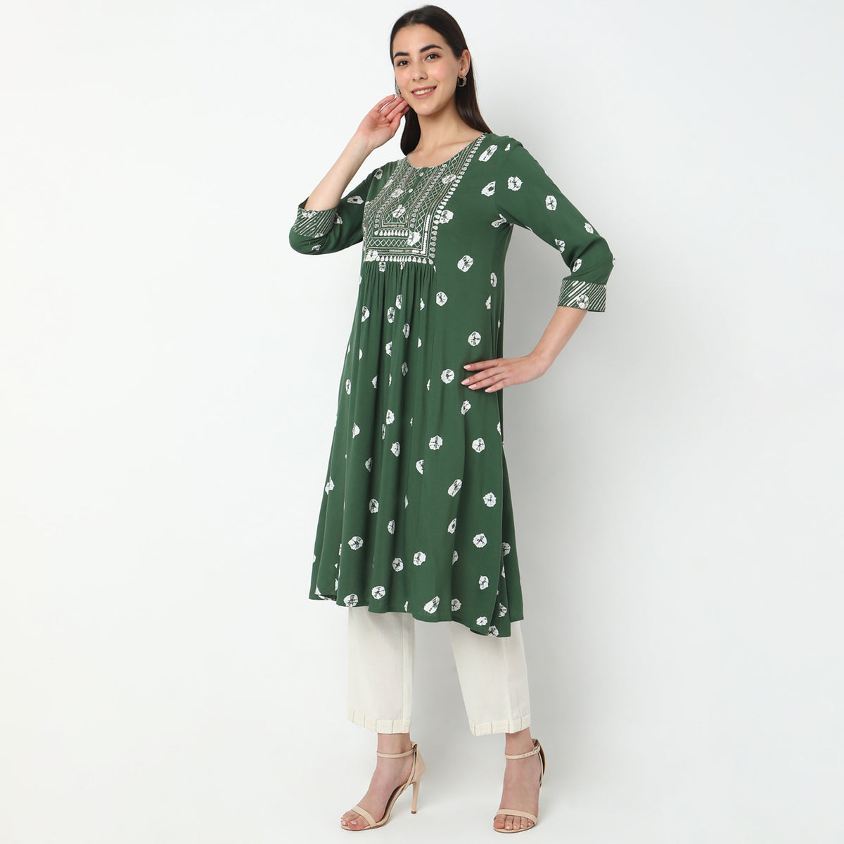 Flare Fit Embroidered Kurta