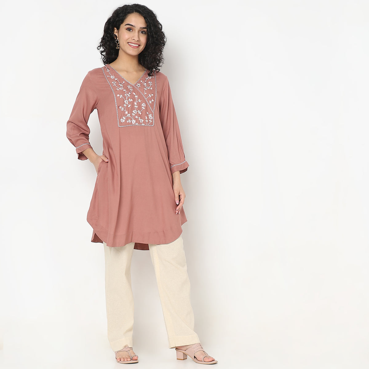 Flare Fit Embroidered Kurta