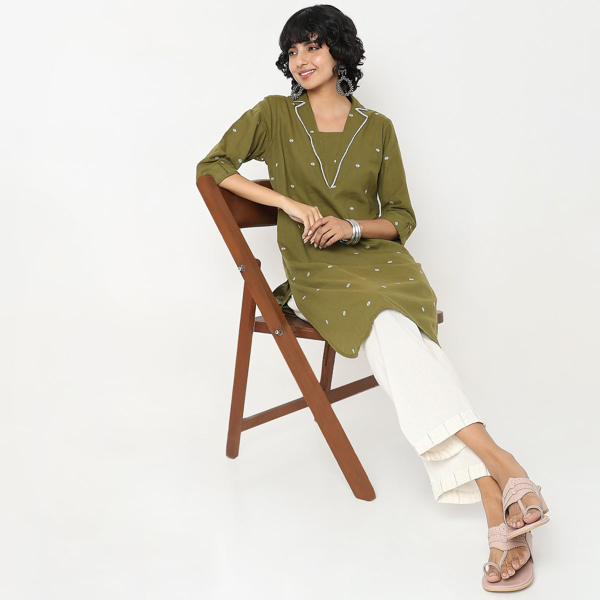 Flare Fit Embroidered Kurta