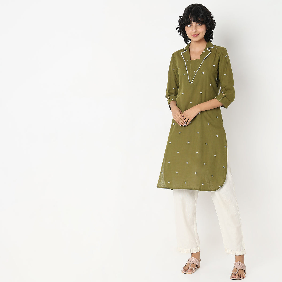 Flare Fit Embroidered Kurta