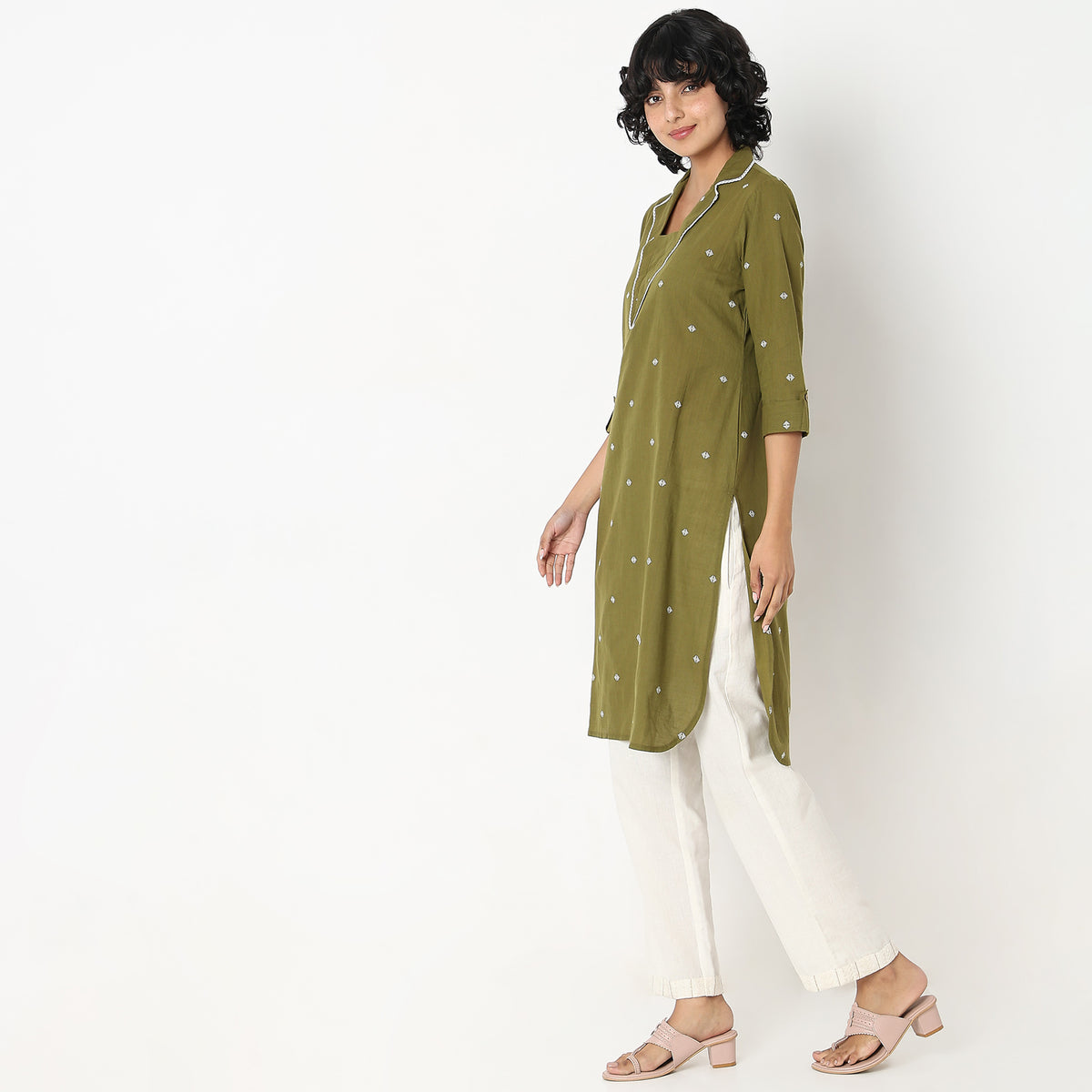 Flare Fit Embroidered Kurta