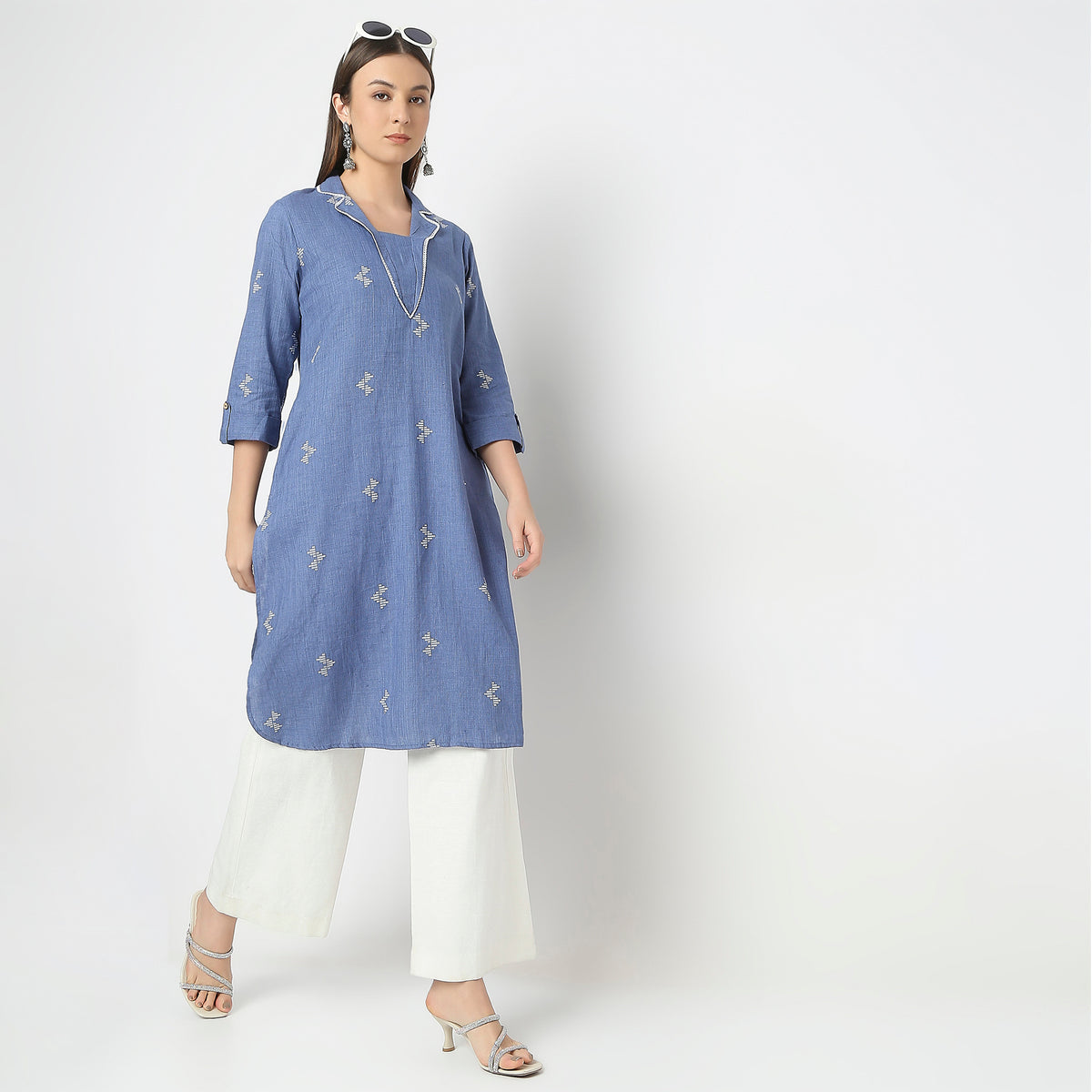 Flare Fit Embroidered Kurta