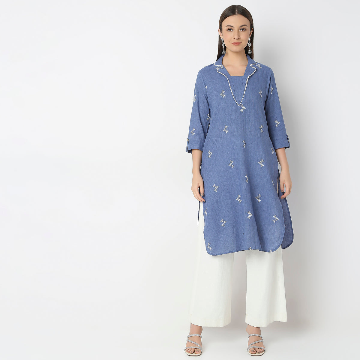 Flare Fit Embroidered Kurta