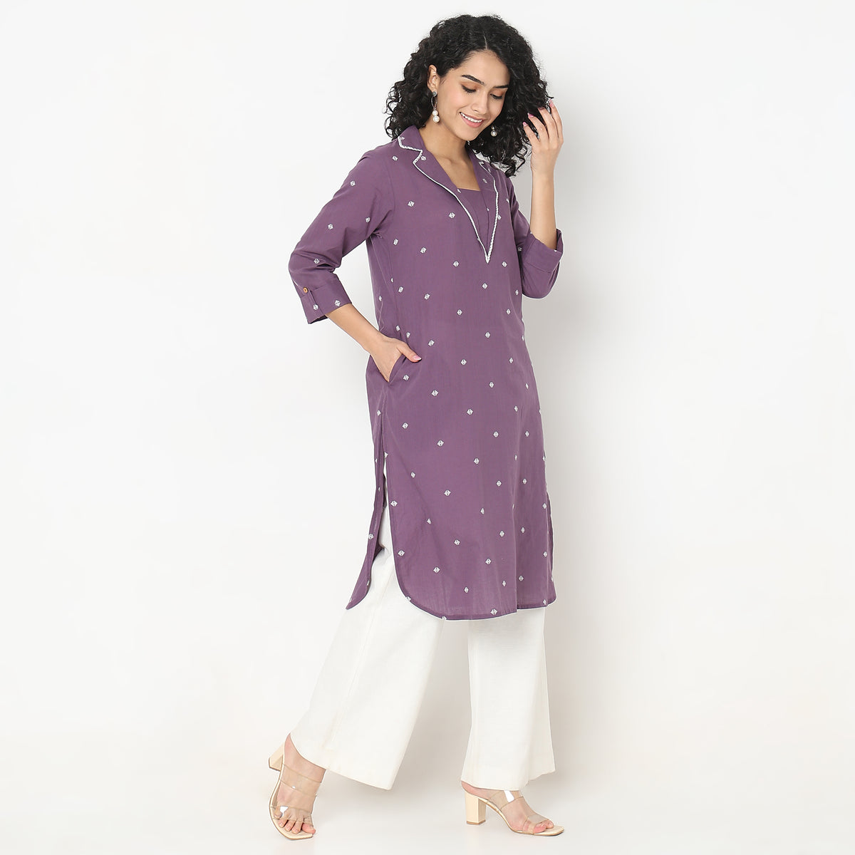 Flare Fit Embroidered Kurta