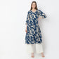 A-Line Printed Knee Length V-Neck Flared Kurta