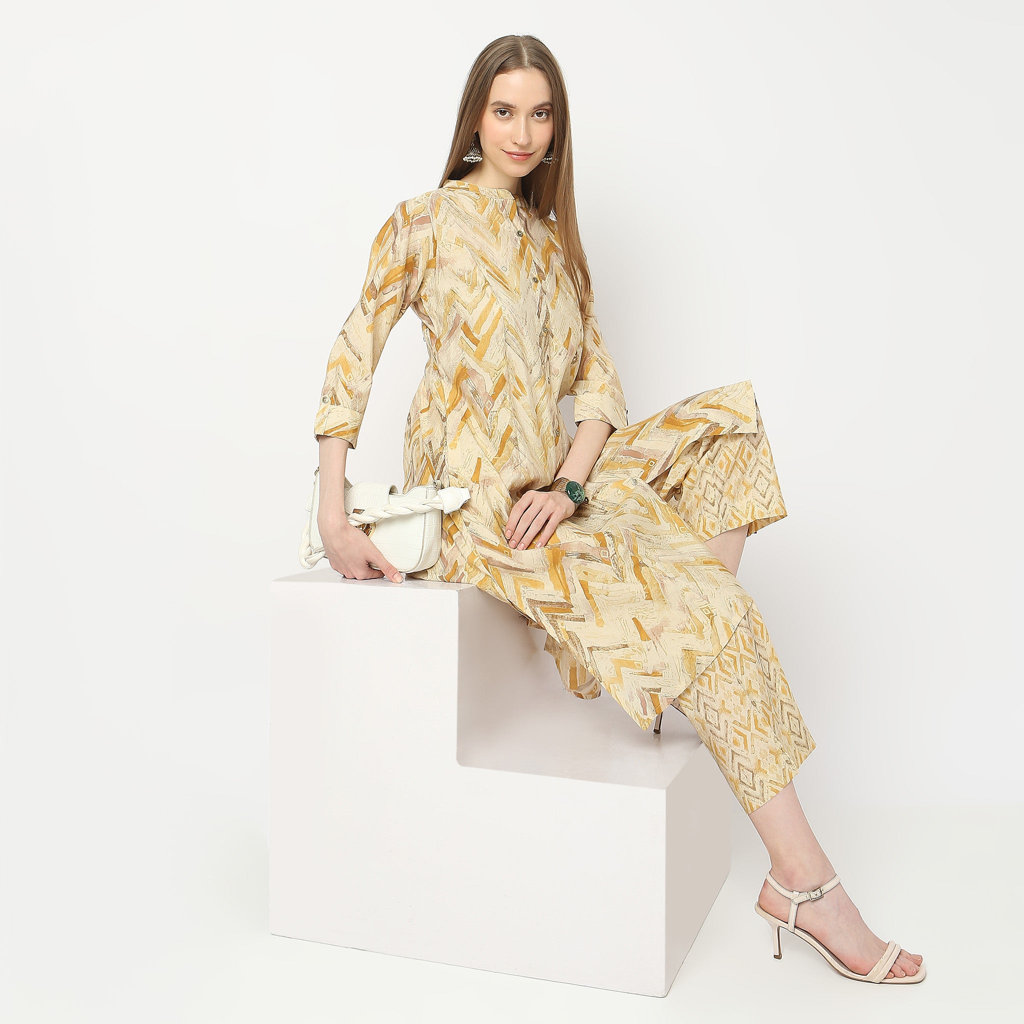 Flare Fit Printed Kurta with Pant Set