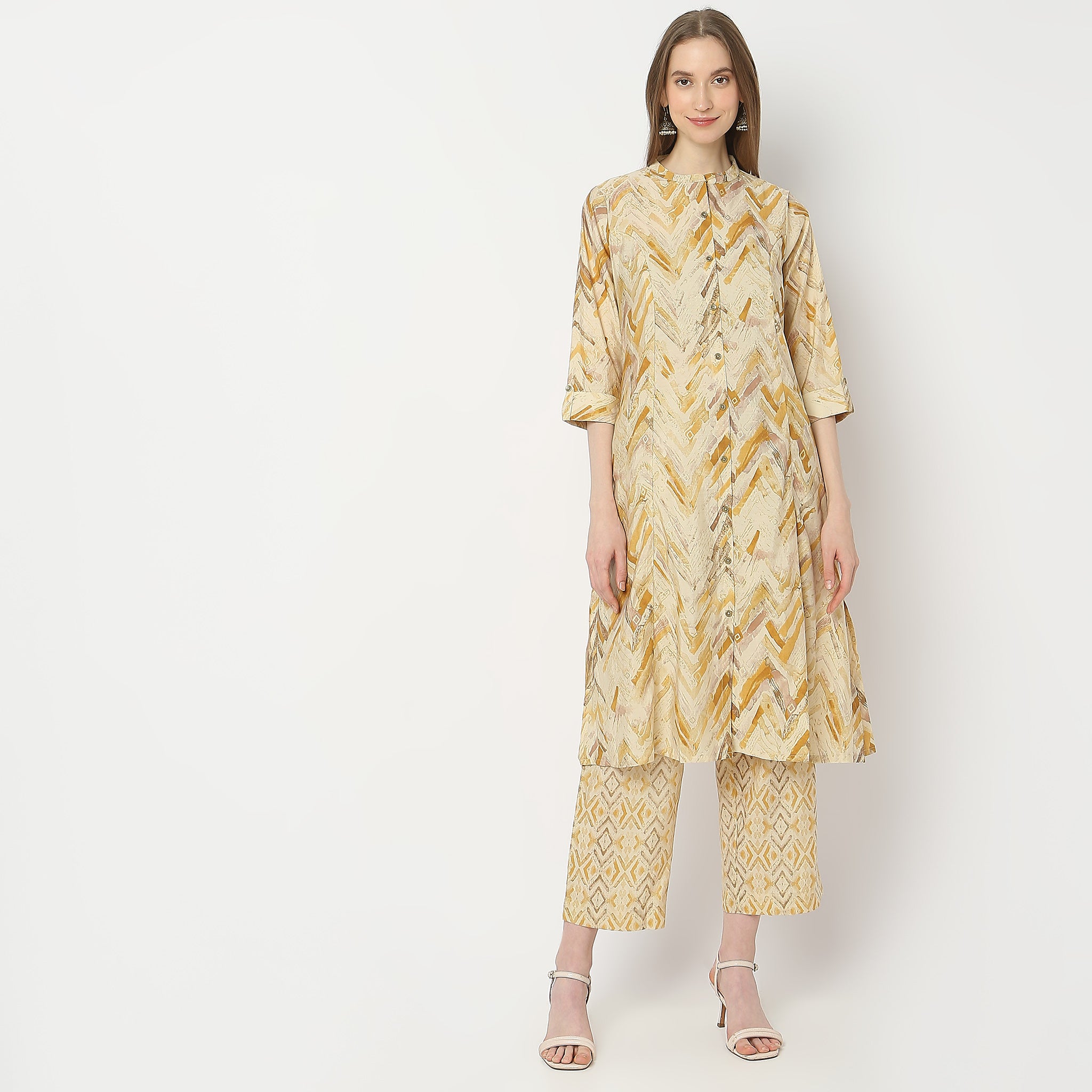 Flare Fit Printed Kurta with Pant Set