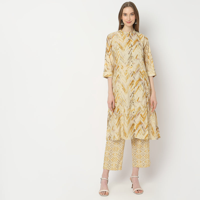 Flare Fit Printed Kurta with Pant Set