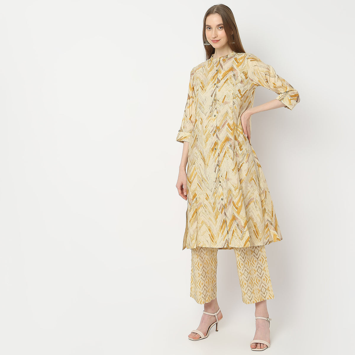 Flare Fit Printed Kurta with Pant Set