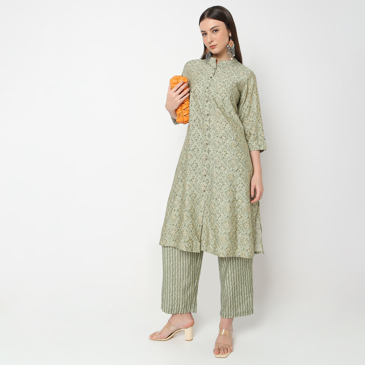 Flare Fit Printed Kurta with Pant Set