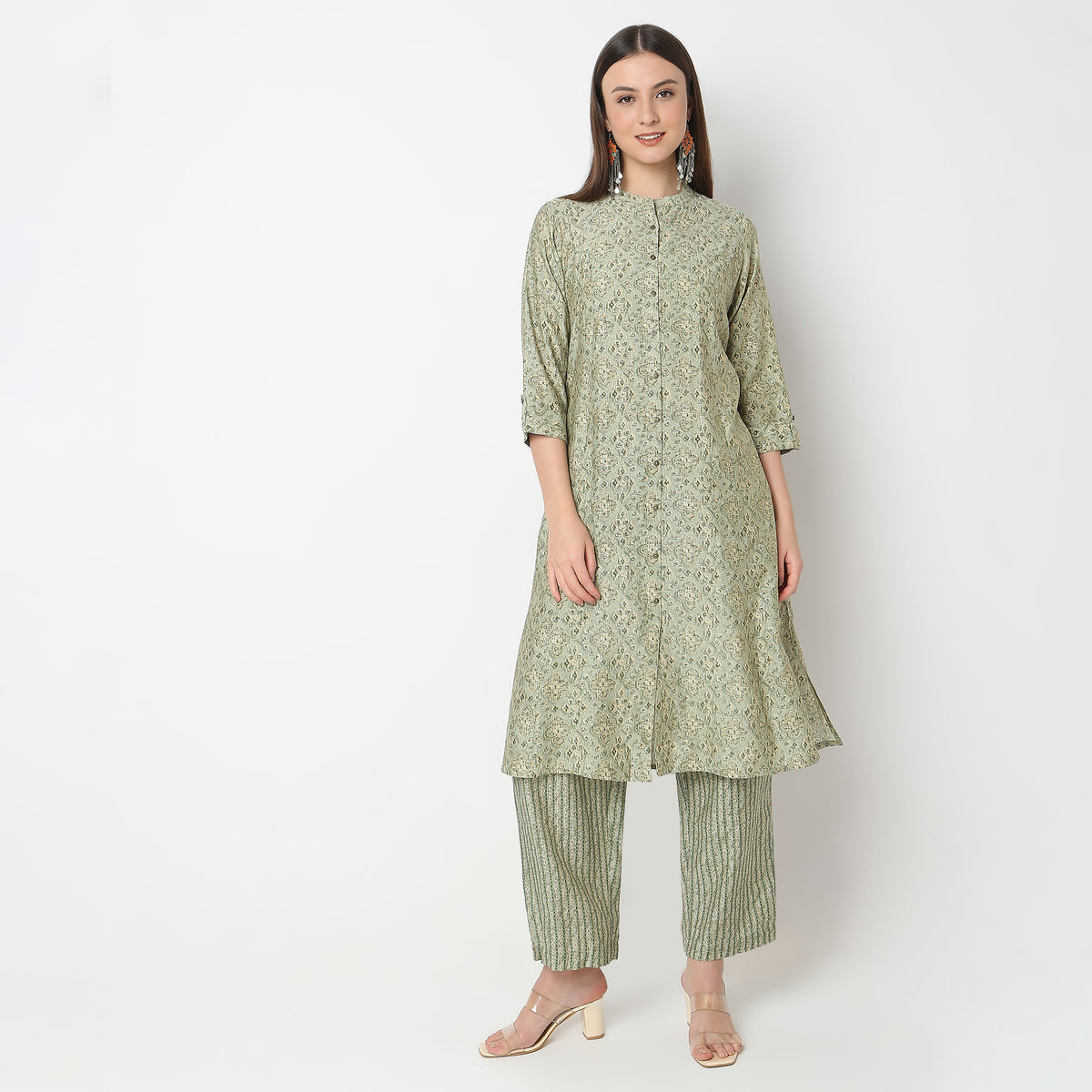 Flare Fit Printed Kurta with Pant Set