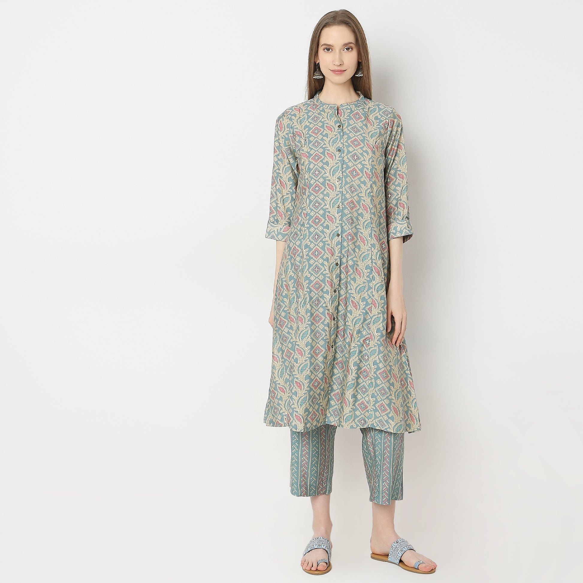 Flare Fit Printed Kurta with Pyjama Set
