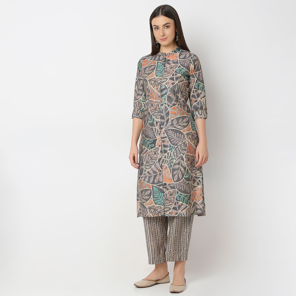 Regular Fit Printed Kurta with Pant Set