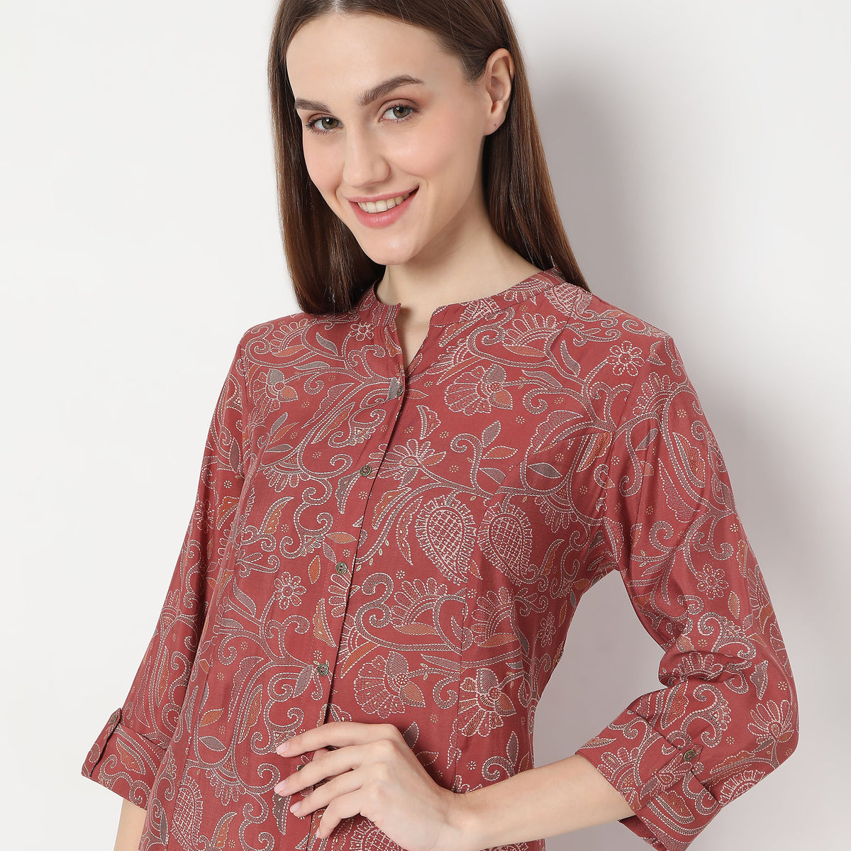 Floral Print Calf Length A-Line Kurta with Pant Set