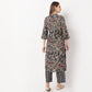 Straight Fit Printed Below Knee Length Band Neck Kurta with Pant Set