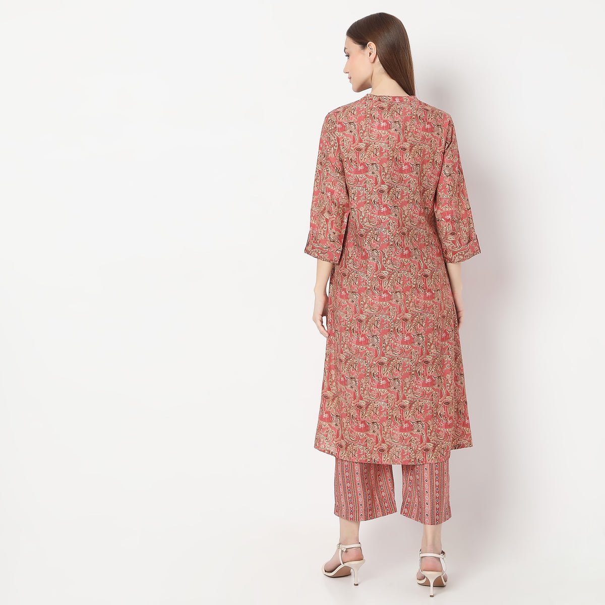 Floral Print Calf Length A-Line Kurta with Pant Set