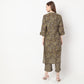 Straight Fit Floral Print Calf Length Kurta with Pant Set