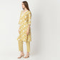 Regular Fit Printed V Neck Kurta with Pant Set