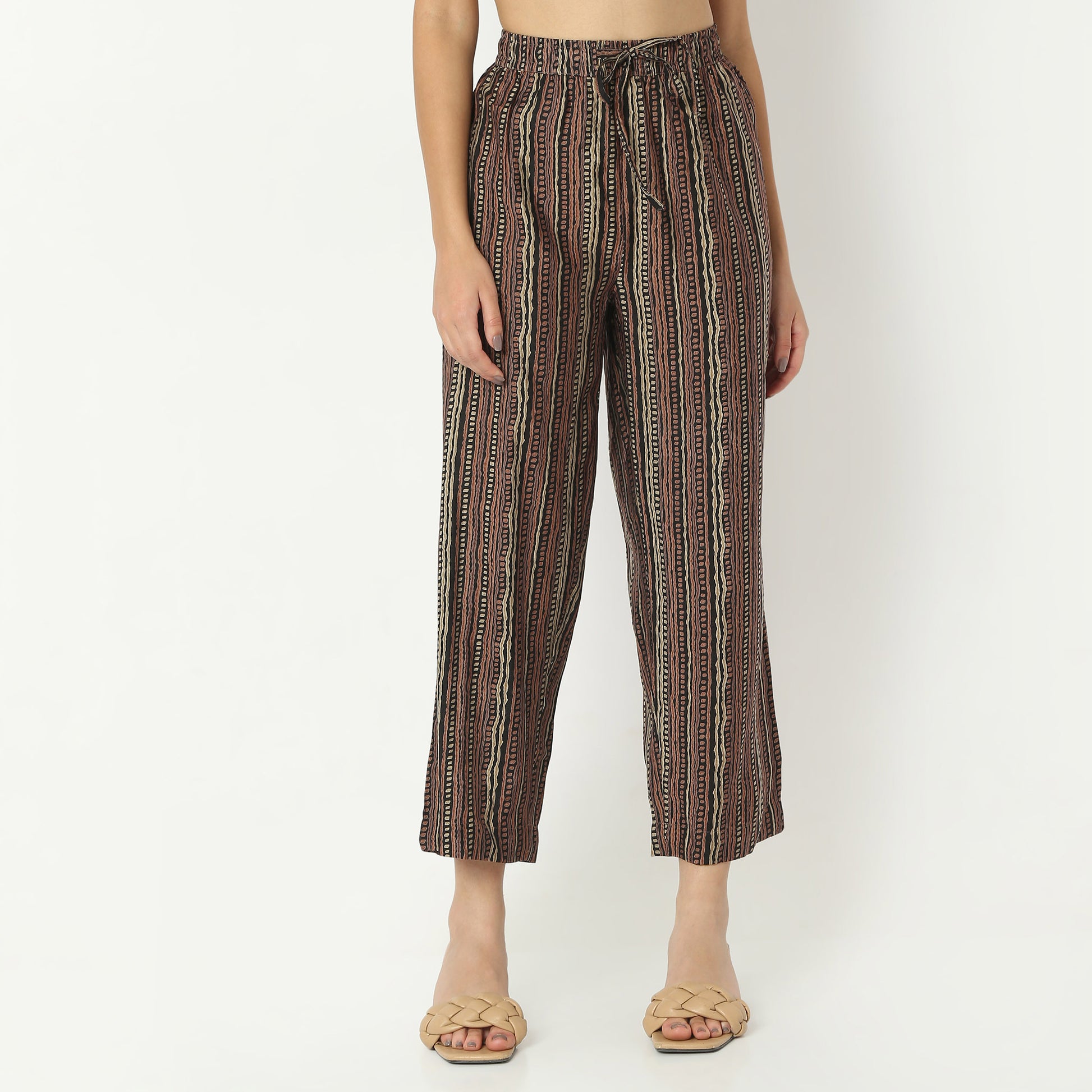 Regular Fit Printed Band Collar Kurta with Pant Set