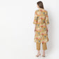 A-Line Printed Band Collar Kurta with Pant Set