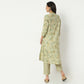 Regular Fit Printed Band Collar Kurta with Pant Set