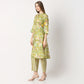 Regular Fit Printed Band Collar Kurta with Pant Set