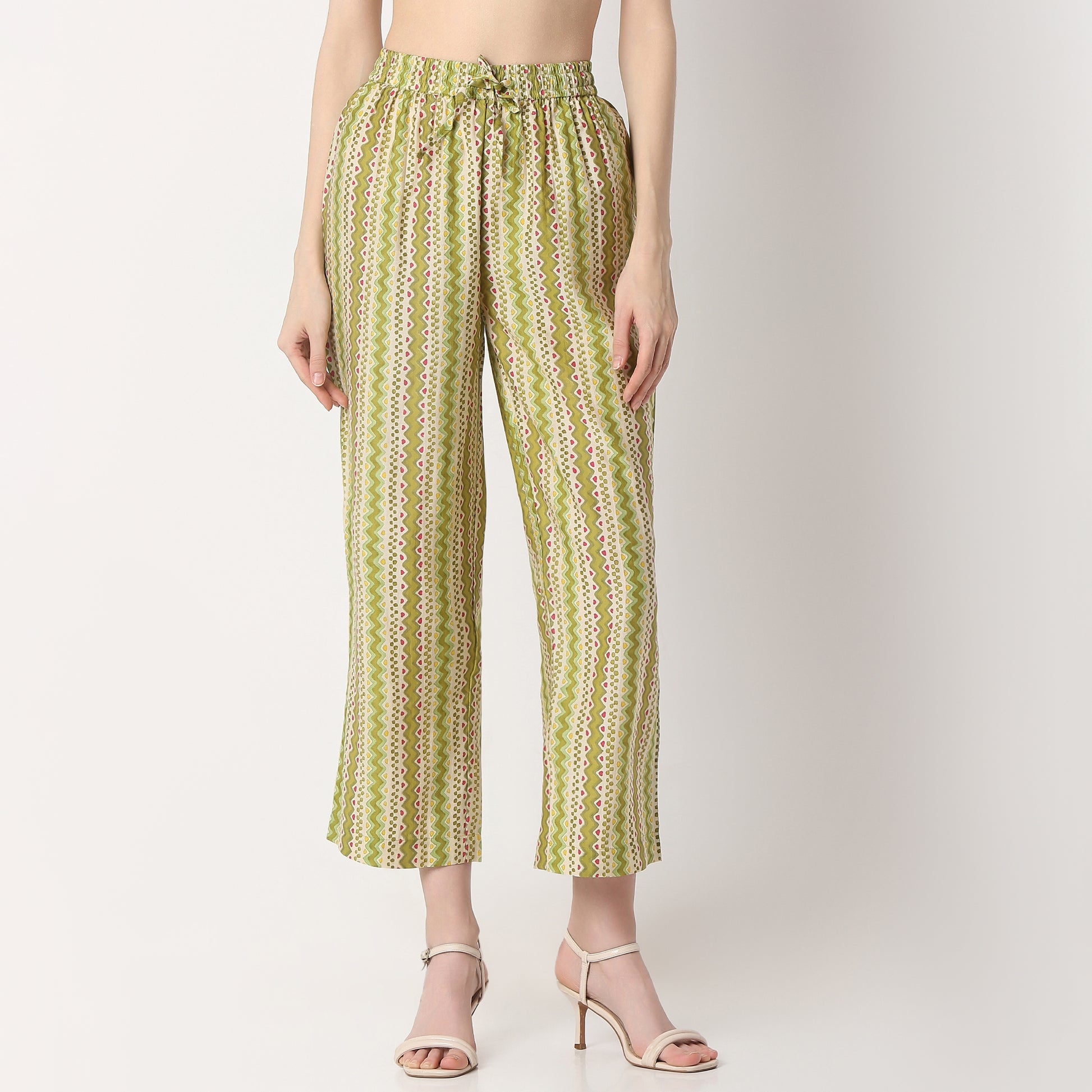 Regular Fit Printed Band Collar Kurta with Pant Set