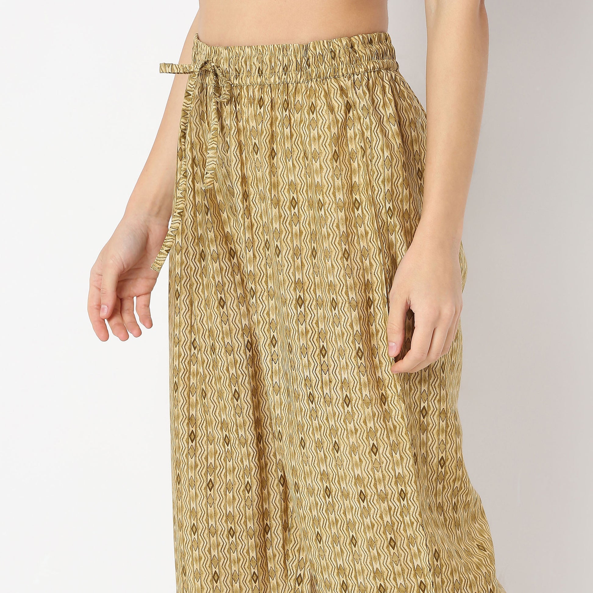 A-Line Printed Band Collar Kurta with Pant Set