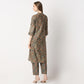 Regular Fit Printed Band Collar Kurta with Pant Set