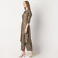 Regular Fit Printed Band Collar Kurta with Pant Set