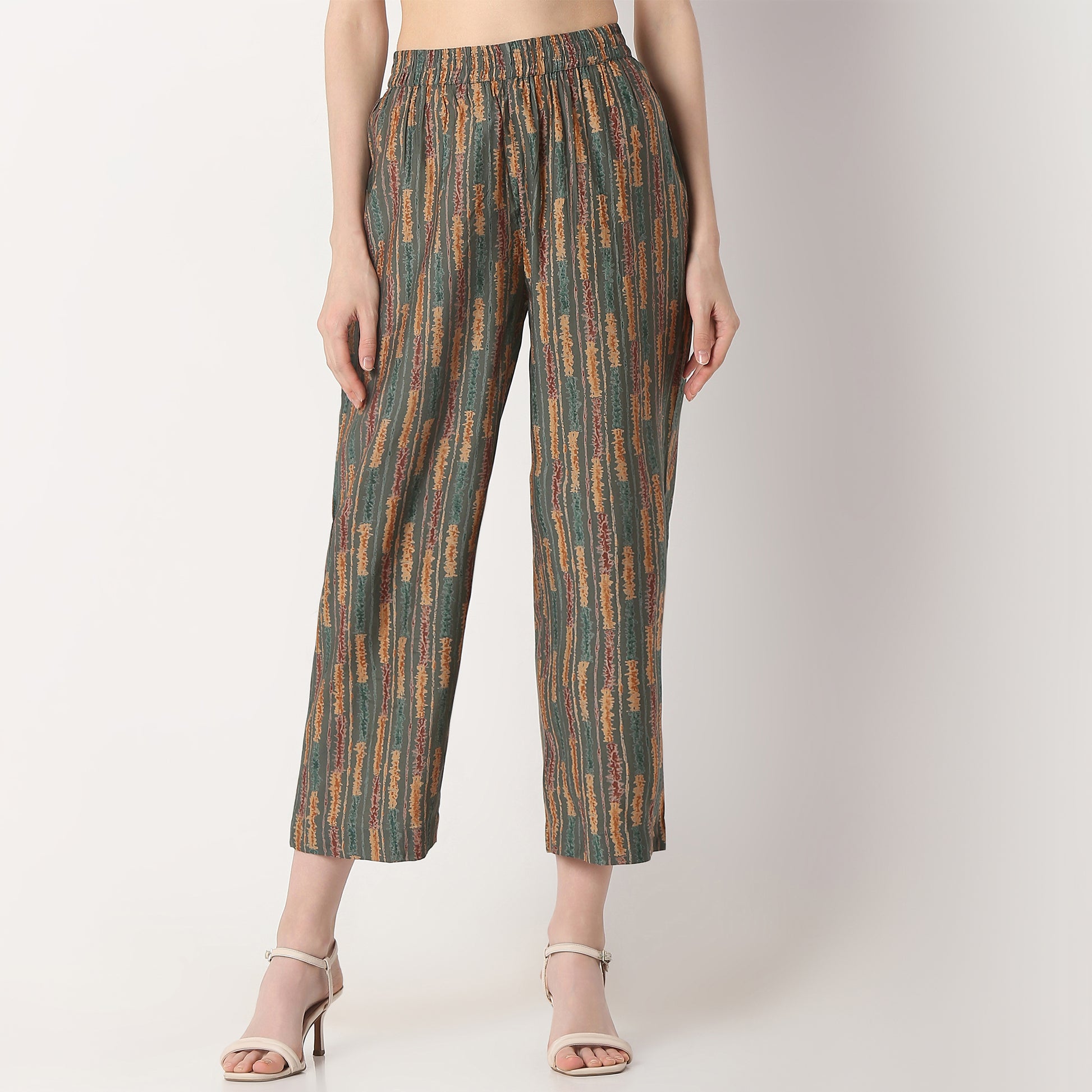 Regular Fit Printed Band Collar Kurta with Pant Set