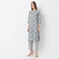 A-Line Printed Band Collar Kurta with Pant Set
