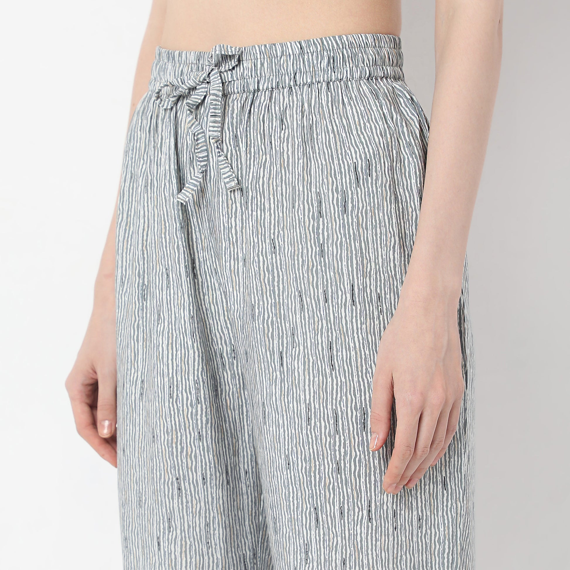 A-Line Printed Band Collar Kurta with Pant Set