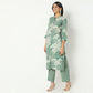 Regular Fit Printed Band Collar Kurta with Pant Set