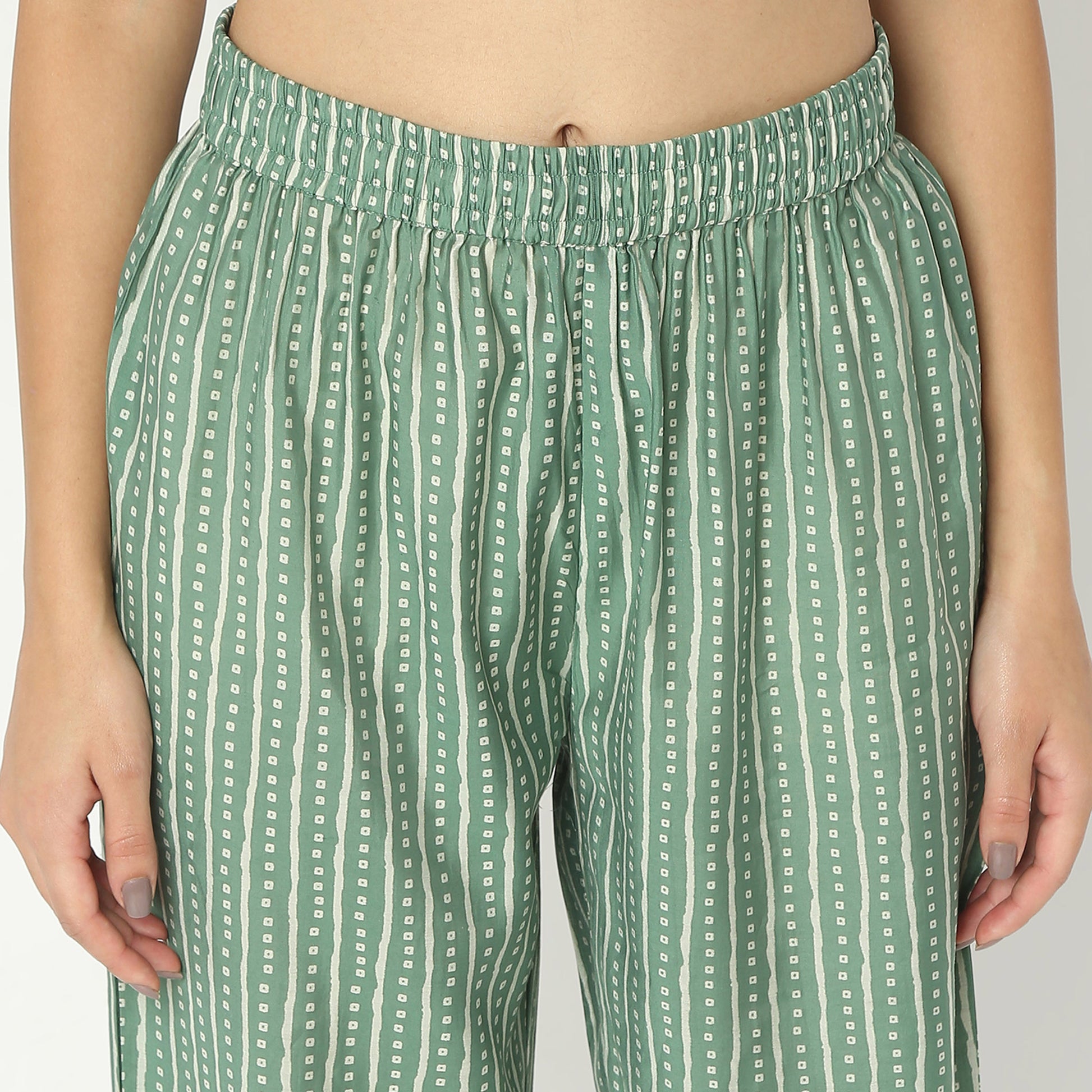 Regular Fit Printed Band Collar Kurta with Pant Set