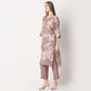 Regular Fit Printed V Neck Kurta with Pant Set