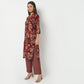 V-Neck Knee Length Three-Fourth Sleeve Printed Kurta with Pant Set