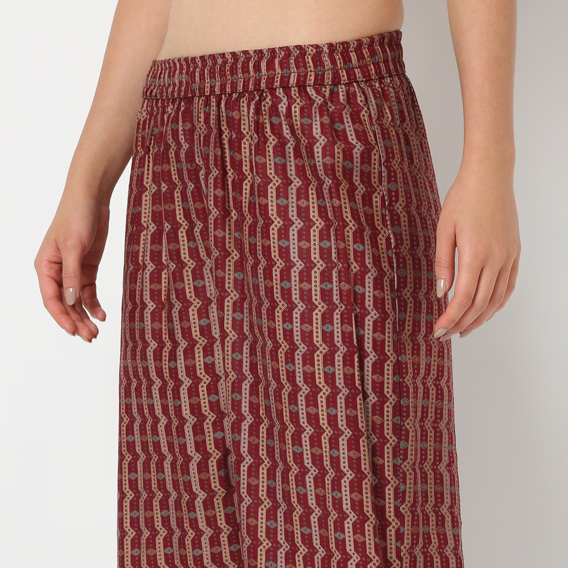 V-Neck Knee Length Three-Fourth Sleeve Printed Kurta with Pant Set