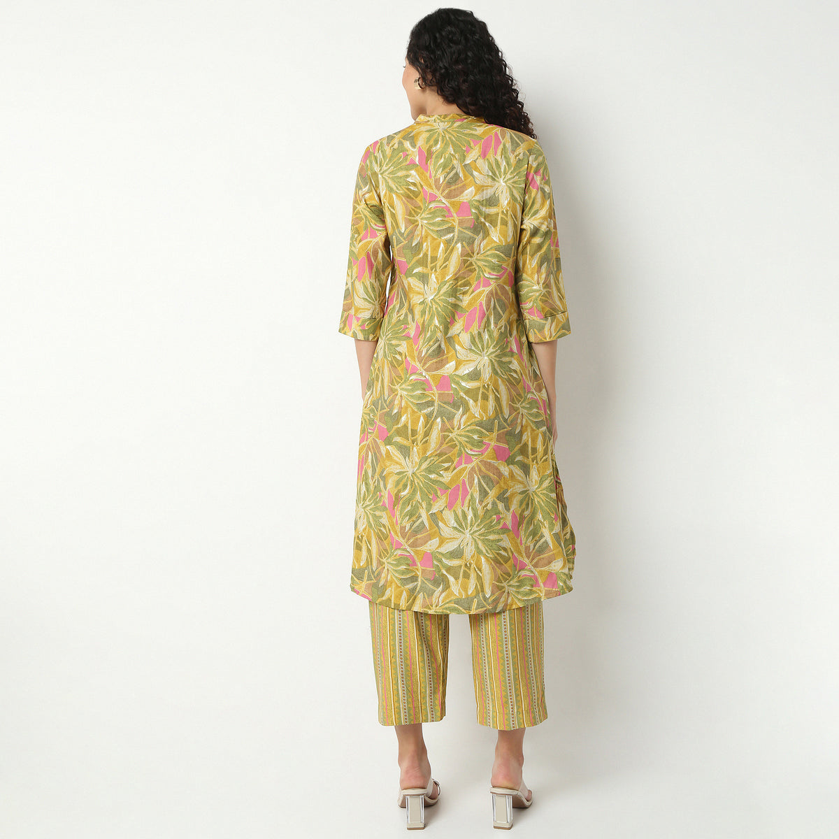 Band Neck Kurta With Pant Set
