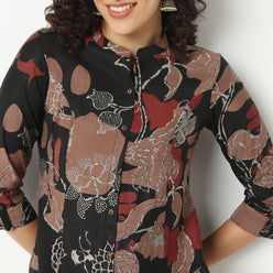 Band Neck Kurta With Pant Set