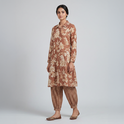 Printed Collar Kurta with Pant Set