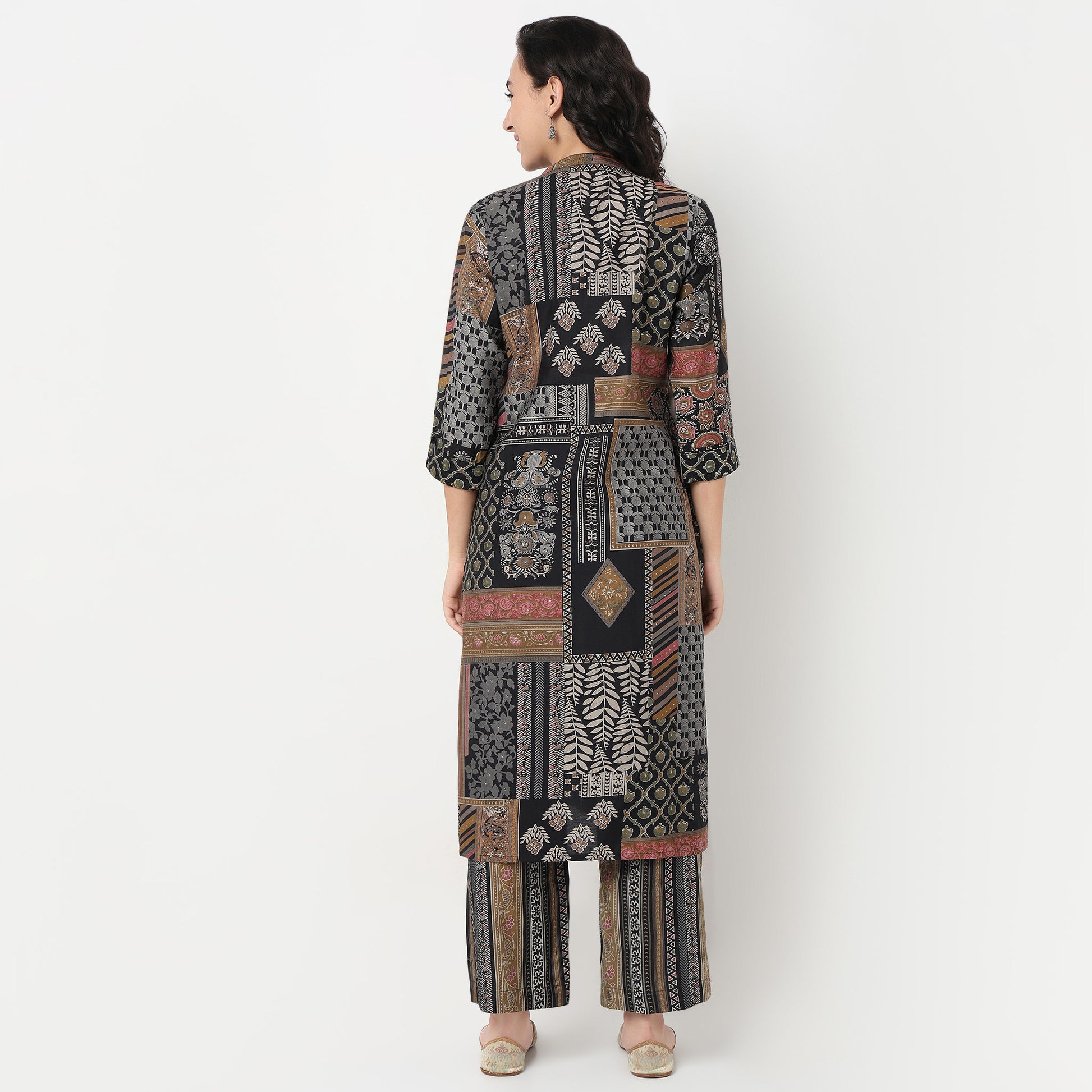 Order Now Women Print Band Neck Straight Regular Fit Mid Rise Ethnic Wear Kurta Set by Style Union