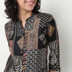 Order Now Women Print Band Neck Straight Regular Fit Mid Rise Ethnic Wear Kurta Set by Style Union